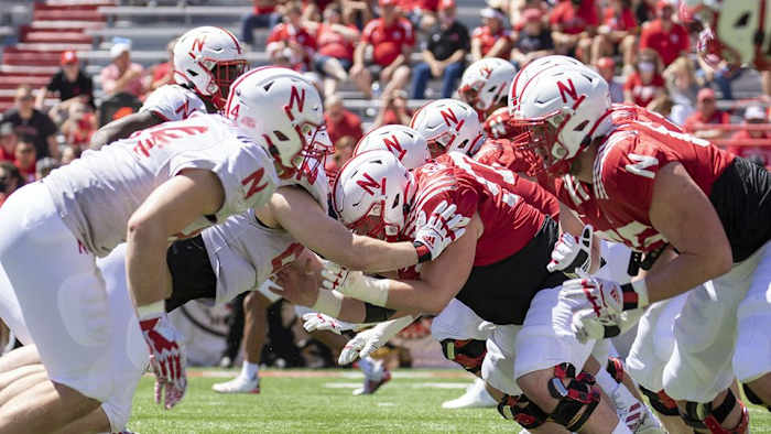 Line play, Nebraska football spring game
